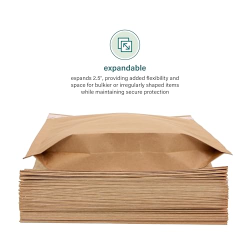 Elementree Nachhaltige, erweiterbare Papier-Versandtaschen, groß, 50 Stück