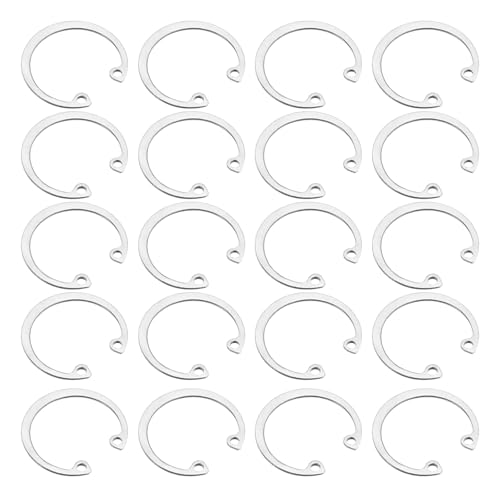 uxcell 20Pcs 32mm Internal Retaining Ring Circlip, 304 Stainless Steel Internal Circlip Snap Rings C-Clips for Grooved Shafts Studs, Silver Tone