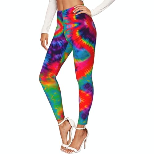 Leggings de compresión para mujer con estampado de teñido anudado multicolor