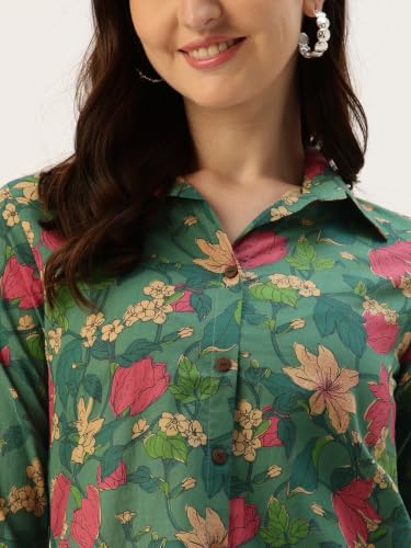 Image of feranoid Classic Collared Cotton Shirt with 3 /4 Sleeve for a Timeless Casual Look