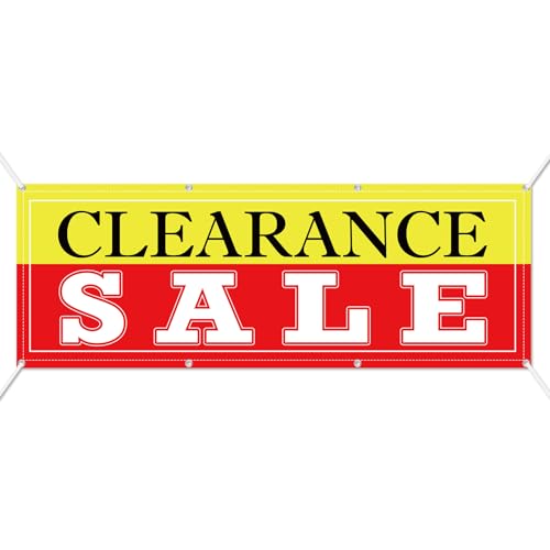SmoothNovelty 2x6 Feet Clearance Banner Store Sale Sign With Grommets Polyester Fabric Reusable Weatherproof Sale Banner for Outdoor Indoor Advertising Business Marketing Store