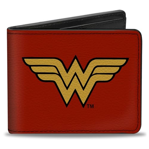 Buckle-Down Men's PU Bifold Wallet-Wonder Woman Logo Red/Black/Gold, Multicolor, 4.0