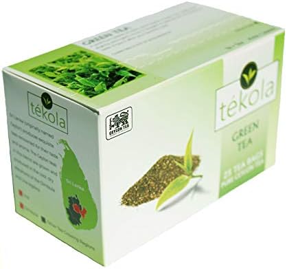 tékola, Ceylon Green Tea. A premium blend of 100% pure Ceylon Tea. Lively and pleasantly astringent, 25 Count (Pack of 6)