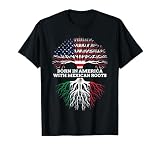 Born in America with Mexican Roots, Mexico USA Heritage T-Shirt, Men, Black, Large