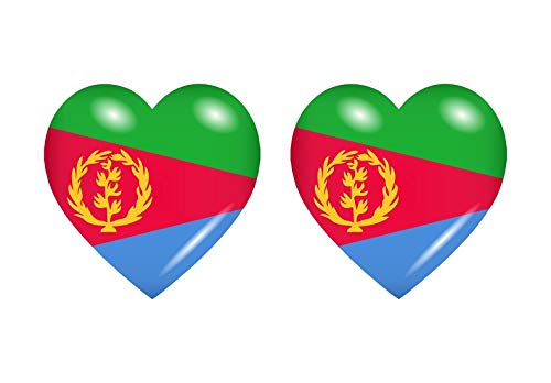 Akachafactory 2X Autocollant Sticker Drapeau Coeur ER erythree