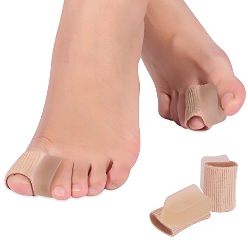 2 separadores de dedos de gel, corrector de juanetes para dedos superpuestos (1ª/2ª punta), separadores de dedos de silicona con forro de gel suave para alivio del dolor de juanetes y hallux (L)
