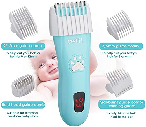 Iweel Baby Hair Clippers, Electric Hair Clippers For Kids Ceramic Hair Trimmer For Infants & Toddler Ultra Quiet Ipx7 Waterproof Rechargeable Cordless Haircut Kit Set For Child Fine Hair #TOP3
