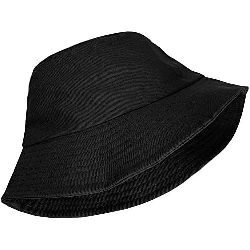 Obbue Bucket Hat For Women Men Summer Travel Beach Sun Hat Outdoor Headwear Unisex Reversible Fisherman Hats Black #TOP3