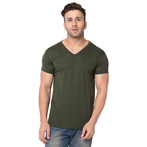 Image of Men's Cotton Blend Half Sleeve V Neck Tshirt