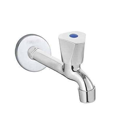 Cossimo Stainless Steel Trio Long Body Bib Cock Tap for Bathroom, Chrome, Silver (1/2