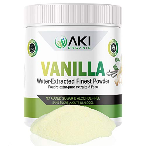 AKI Organic Pure Fine Vanilla Powder Natural Extract From Beans Water Extracted For Baking, Smoothie, Coffee, Alcohol Free