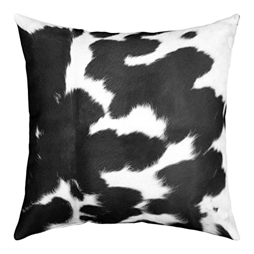 Pack Of 4 Cow Fur Throw Pillow Covers 20X20 Retro Cowhide Pillow Covers For Couch Bed Home Farm Animal Skin Cushion Cases Patchwork Cow Print Decorative Pillow Covers Western Decor,Grey Black Brown #TOP3