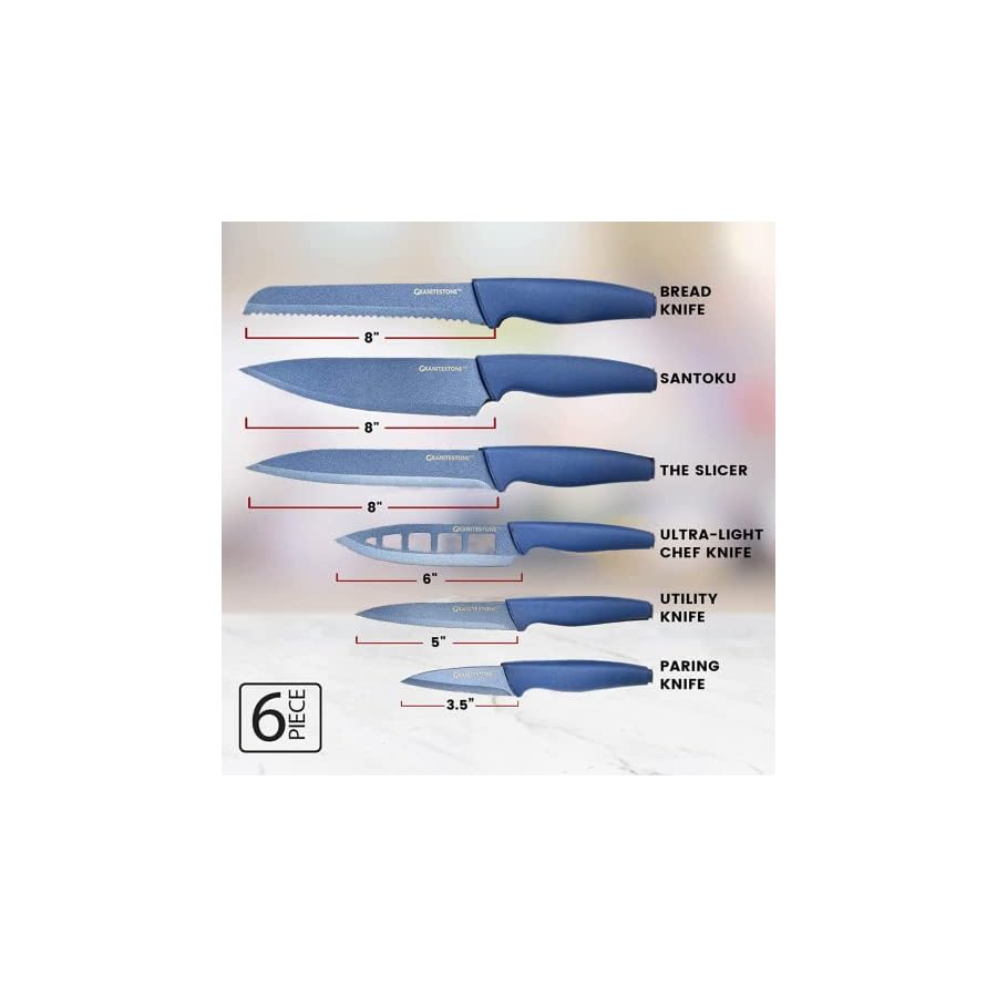 Nutriblade-13-Piece-Knife-Set-by-Granitestone-High-Grade-Stainless-Steel-Blade-Chef-Kitchen-Knives-Set-with-Acrylic-Block-Includes-6-piece-Kitchen-Knife-plus-6-piece-Fully-Serrated-Steak-Knife-Blue Nutriblade 13-Piece Knife Set by Granitestone High-Grade Stainless Steel Blade Chef Kitchen Knives Set with Acrylic Block Includes 6-piece Kitchen Knife plus 6-piece Fully Serrated Steak Knife (Blue)