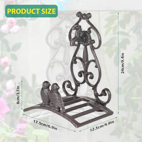 Image of HASTHIP Garden Hose Organizer Rack Cast Iron Retro Couple Bird Cut Out Decorative Garden Hose Wall Mounted Storage Holder, Metal Plant Hanger