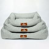 PELUDICOS BOUTIQUE Cama Caqui para Perro y Mascota – Diseño Vichy – 70% Algodón y 30% Poliéster – 3 Tallas S, M y L – Cama Cómoda para Perros