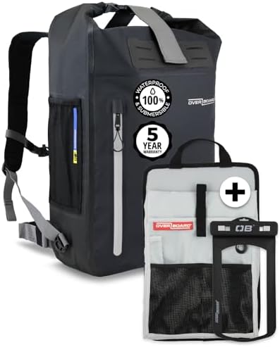 Overboard Black Waterproof Backpack 30L Bundle |