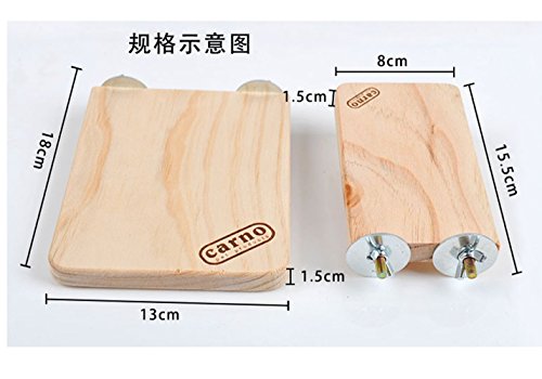 Image of Hypeety Wooden Platform Pet Dwarf Hamster Gerbil Rat Small Animal Sport Exercise Toy Pet Parrot Bird Cage Perches Square Toy (M)