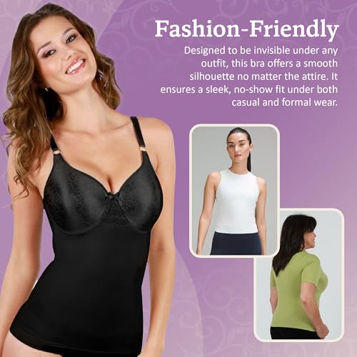 Shapeez Silkee Sutiã Minimizador Longo para Mulheres - Cobertura Completa Longline Costas Macias Boj