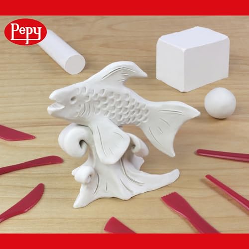 Pepy Reusable and Non-Drying Oil-Based Plasticine Modeling Clay, White, 2 Pounds, Sulfur-Free & Non-Toxic, Great for Kids, Beginners, and Artists, Perfect for Arts and Crafts Projects