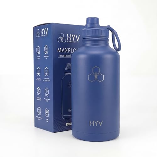 Image of HYV MaxFlow Insulated Water Bottle 2 Litre | Stainless Steel Sipper Bottle for Adults & Kids | Hot & Cold Flask for Gym, Office, Travel | Leakproof BPA-Free with Chug & Carry Handle | Sapphire Blue