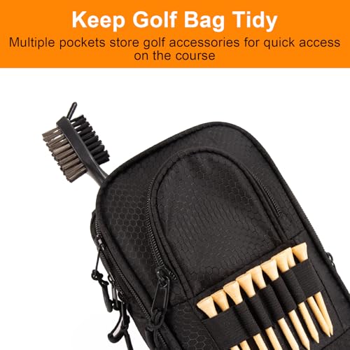 Golf Valuables Pouch & Golfs ball bag organizer with 3 Zippered Pockets,Golf Accessories for Men,Portable Multi Layer Golfs Storage Bags,Carabiner Clip – Store 12-15 Balls,Male and Female Player Gifts - Thumbnail 5