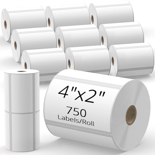 TgSmder 4x2 Direct Thermal Shipping Labels, 12 Rolls (750/Roll)，9000 Total