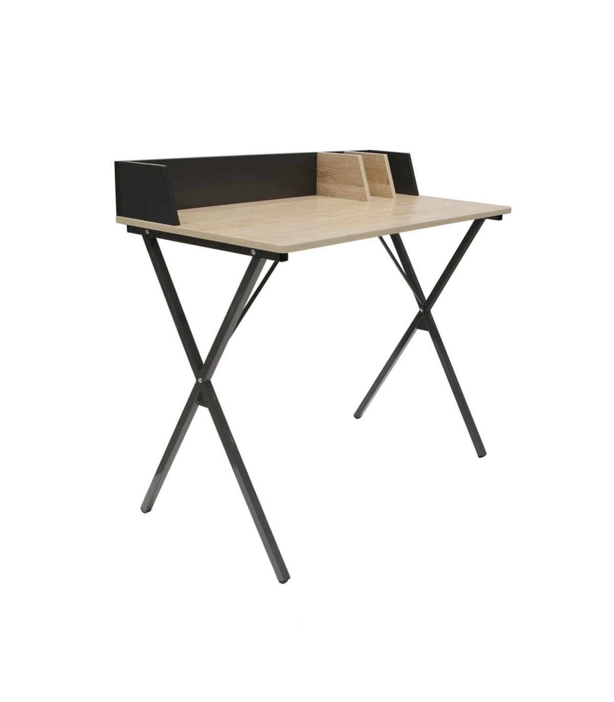 HOME DECO FACTORY - Bureau Industriel Épuré Brice - Design Moderne et Fonctionnel - Rangement Optimisé - Télétravail ou Études - 90x50 cm - Couleur Neutre