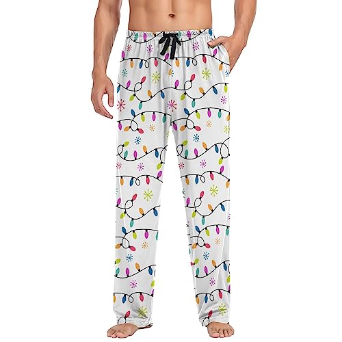 Christmas Light White Mens Pajama Pants Lounge Men's Pajama Bottoms Soft Sleep Pants With Pockets S