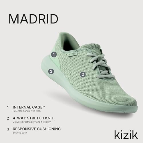 Image of Kizik Madrid Slip On Sneakers: Comfortable All-Day Wear, Hands Free Convenience, Mens & Womens Walking Shoes with Arch Support, Wide Toe Box Available