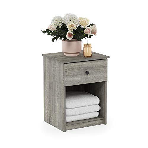 Furinno Tidur Nightstand, 1-Pack, French Oak Grey