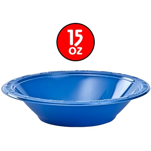 Hanna K. Signature Collection Round Plastic Bowls, 15 oz, Blue