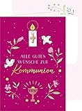  Grußkarte - Alle guten Wünsche zur Kommunion (beere): mit Kreuz-Anhänger