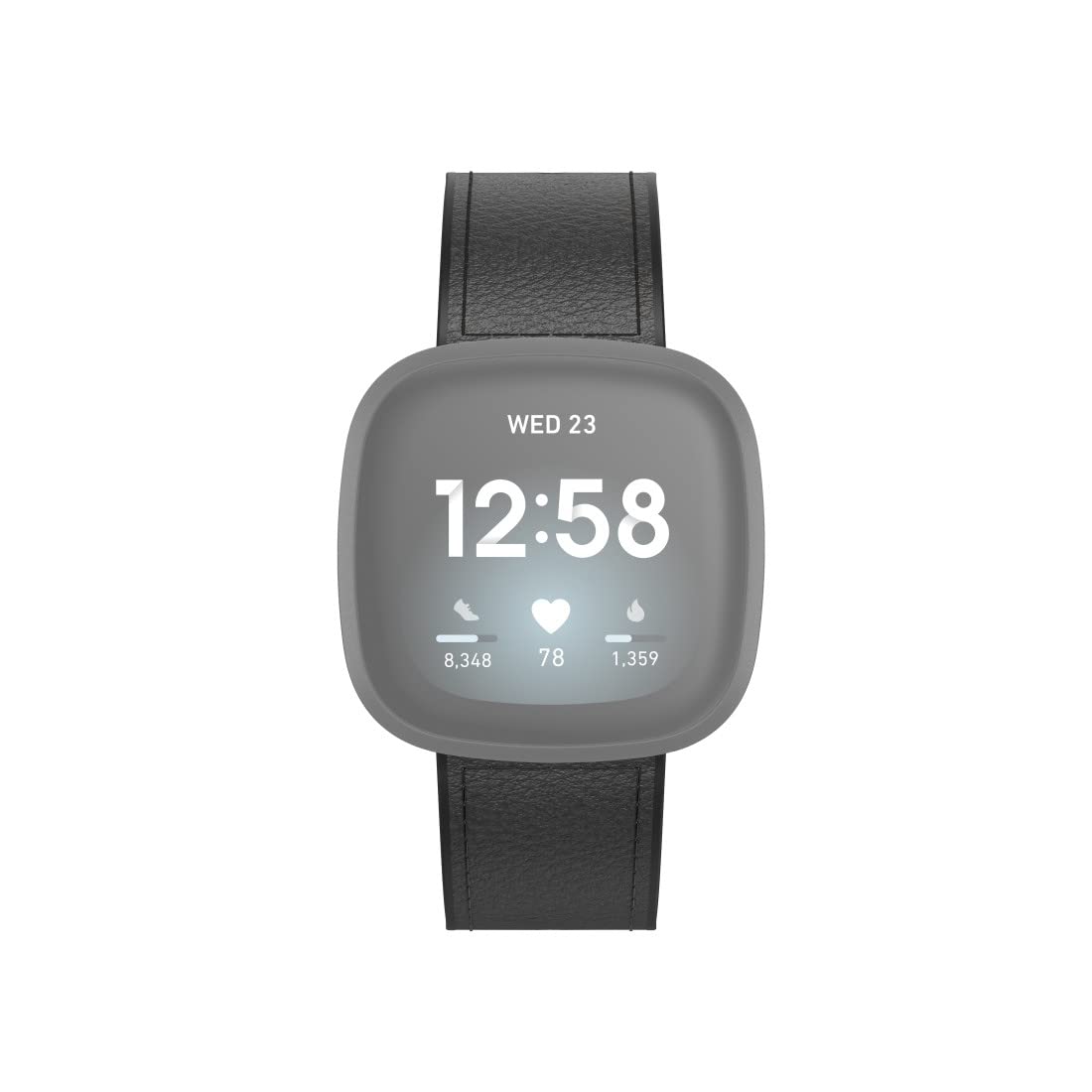 Hama Fitbit Uhrenarmband 22mm (verstellbares Ersatzarmband für Smartwatch Fitbit Versa 3 und Sense, Fitbit Armband zum Tauschen, Wechselarmband Leder u. Silikon, Edelstahl Schnalle, Herren) schwarz