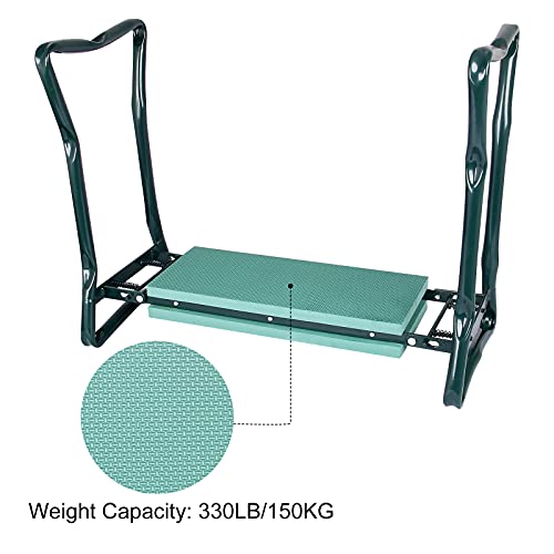 Wodesid Garden Kneeler Seat with 2 Tool Pouches Gardening Workseats Foldable Bench Stools Portable Garden Kneeler and Seat Pouch EVA Foam Pad Outdoor Kneeling Chair Supports Weight 330lb (Green) - Thumbnail 5