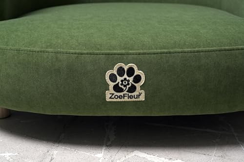 Dog Bed, Large Dog Couch with Washable Cover, Wooden Legs, Elevated Fancy Foam Pet Sofa for Medium & Large Breeds(Green) - Image 4
