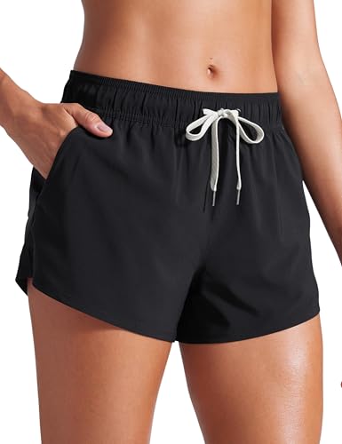 CRZ YOGA Women's Mid Waist Side Slit Beach Shorts 3