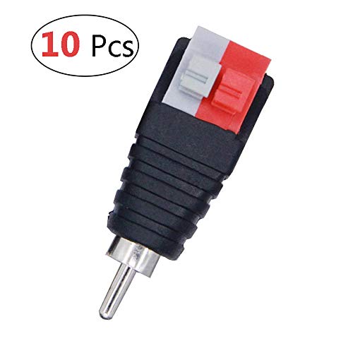 (10 Pcs) MCIGICM Speaker Wire Cable to Audio Male RCA Connector Adapter Jack