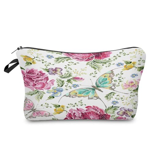 Neceser Maquillaje Flor De Mariposa Portátiles Neceser Pequeño con Cremallera,Bolsa Maquillaje para Mujer,Monedero Pequeño Impresa