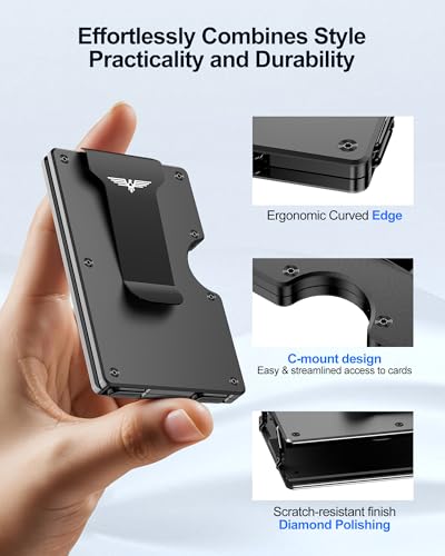 Wallets for Men - Metal Wallet with Money Clip, Slim Minimalist Compact Wallet, RFID Protected Card Holder with Cash Strap2