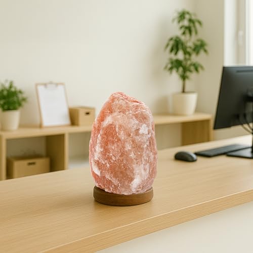 Fisura - Salt Range Pakistan Lamp. Gewicht von 2 bis 3 kg, mit Holzbasis, Kabel und 15W Glühbirne. Entspannende Lampe für Schreibtisch und Nachttisch. Originelles Geschenk, Rosa