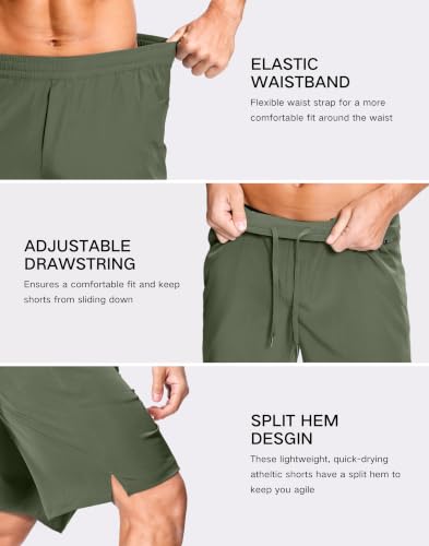 Image of GGJ Men's Lightweight Athletic Shorts with 2 Zipper Pockets 7 inch /9 inch /5 inch Gym Workout Running Quick Dry Tennis Shorts for Men