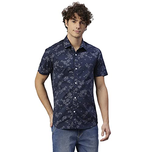 Image of HIGH Star Men Blue Floral Printed Casual Shirt
