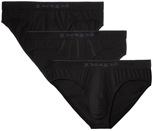 Papi Men's 3-Pack Cotton Stretch Brief, Black, Medium