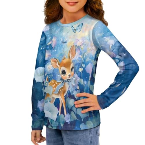 Image of Long Sleeve Shirts for Girls Winter Tops 3-16t Cartoon T Shirts for Fall Clothes