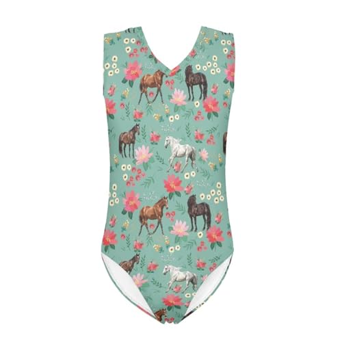 Image of Xpyiqun Swimsuits for Girls 3-14 V Neck Sleeveless Bathing Suit Summer Sport One Piece Swimwear Beach Swimming