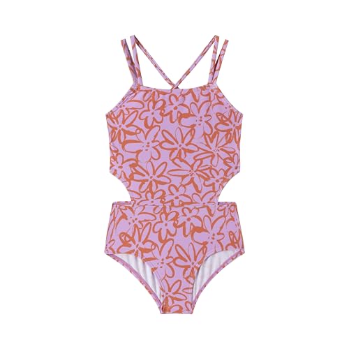 Image of LIZENS Girls' One Piece Leopard Swimwear Cut Out Spaghetti Straps Swimsuit Floral Beach Bathing Suit for Girls Toddler Kids