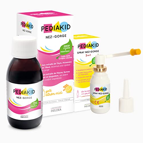PEDIAKID - Pack nez-gorge sirop & spray - 1 sirop pediakid nez gorge + 1 spray pediakid nez gorge - Aide à dégager le nez et apaiser la gorge - Soutien de l'immunité Cover