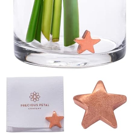 Precious Petal Co. Flower Food Alternative for Fresh Cut Flowers. Copper Charm Keeps Flower Water Clean and Clear. Just Place It in the Vase, Reusable STAR (1)