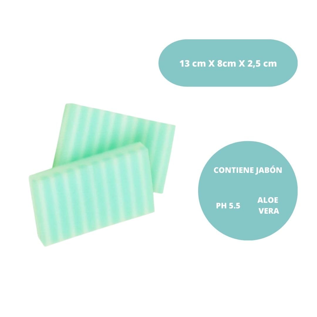 Obulco Belleza - Esponjas Jabonosas Desechables de un Solo Uso - Esponjas de Baño con Gel de Aloe Vera Dermatológico Hipoalergénico - Uso Adulto Bebé y Niño Sin Apena Agua - 20 unidades