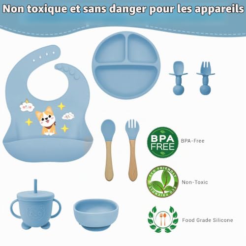 Oskuglin 9 pièces Set Repas Bébé Silicone sans BPA dès 6 mois – vue 8
